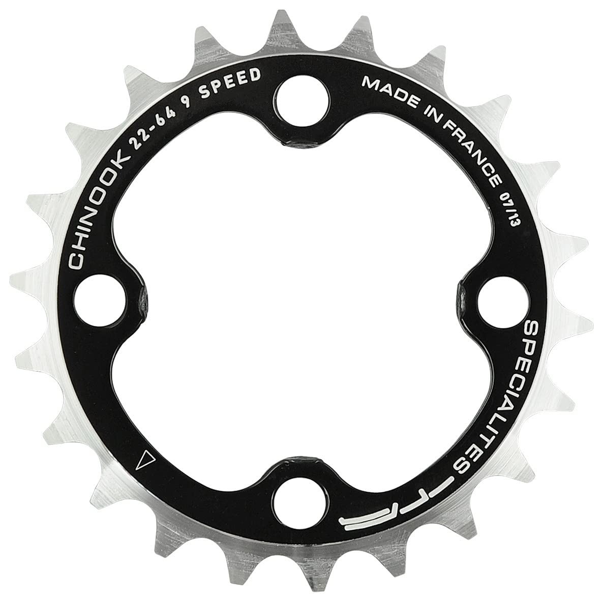 Spécialités TA Chinook 4 Arm 64pcd Inner 8/9 Speed Chainring, Black, 22T