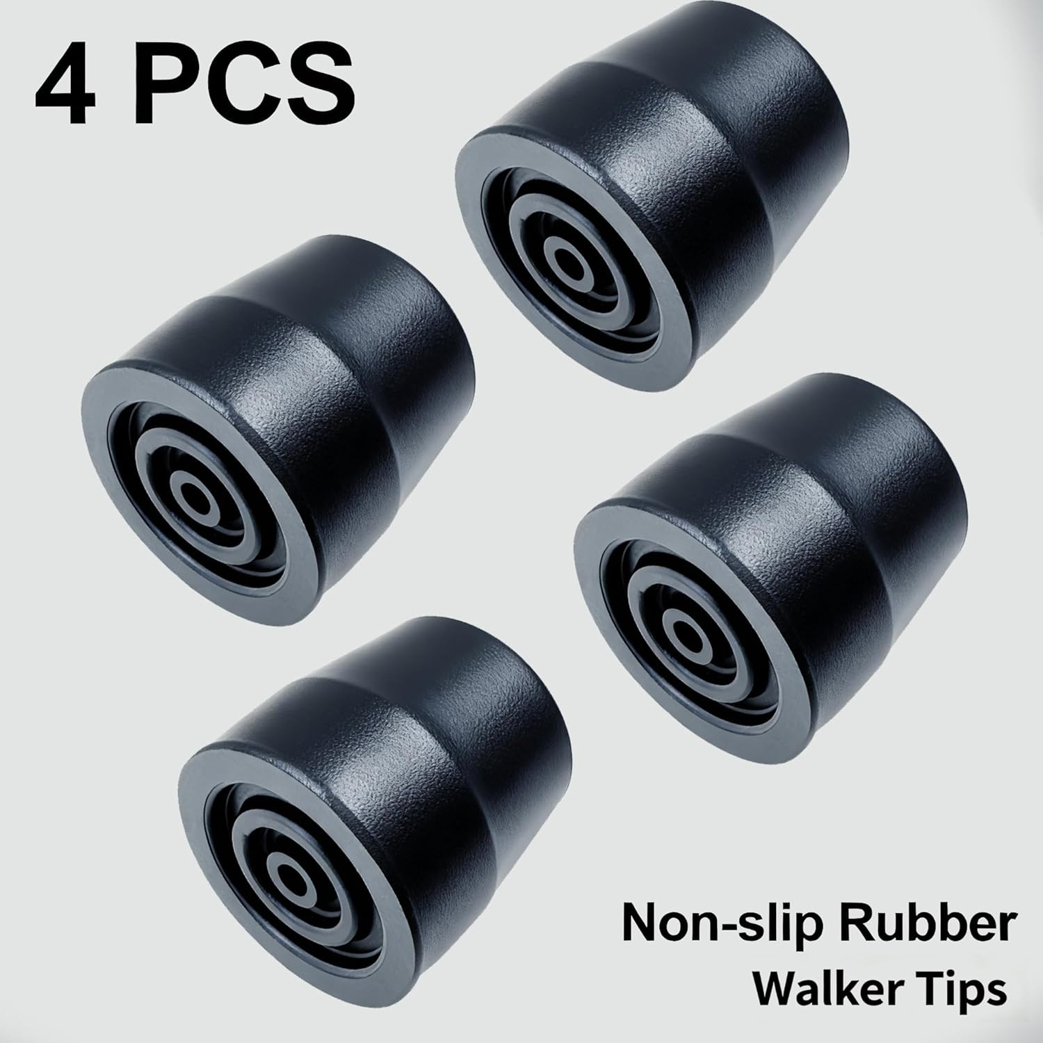 Rubber 4 Pcs Walker Tips 1 1/8'' Heavy Duty, Replacement Tips for Walkers, Commo