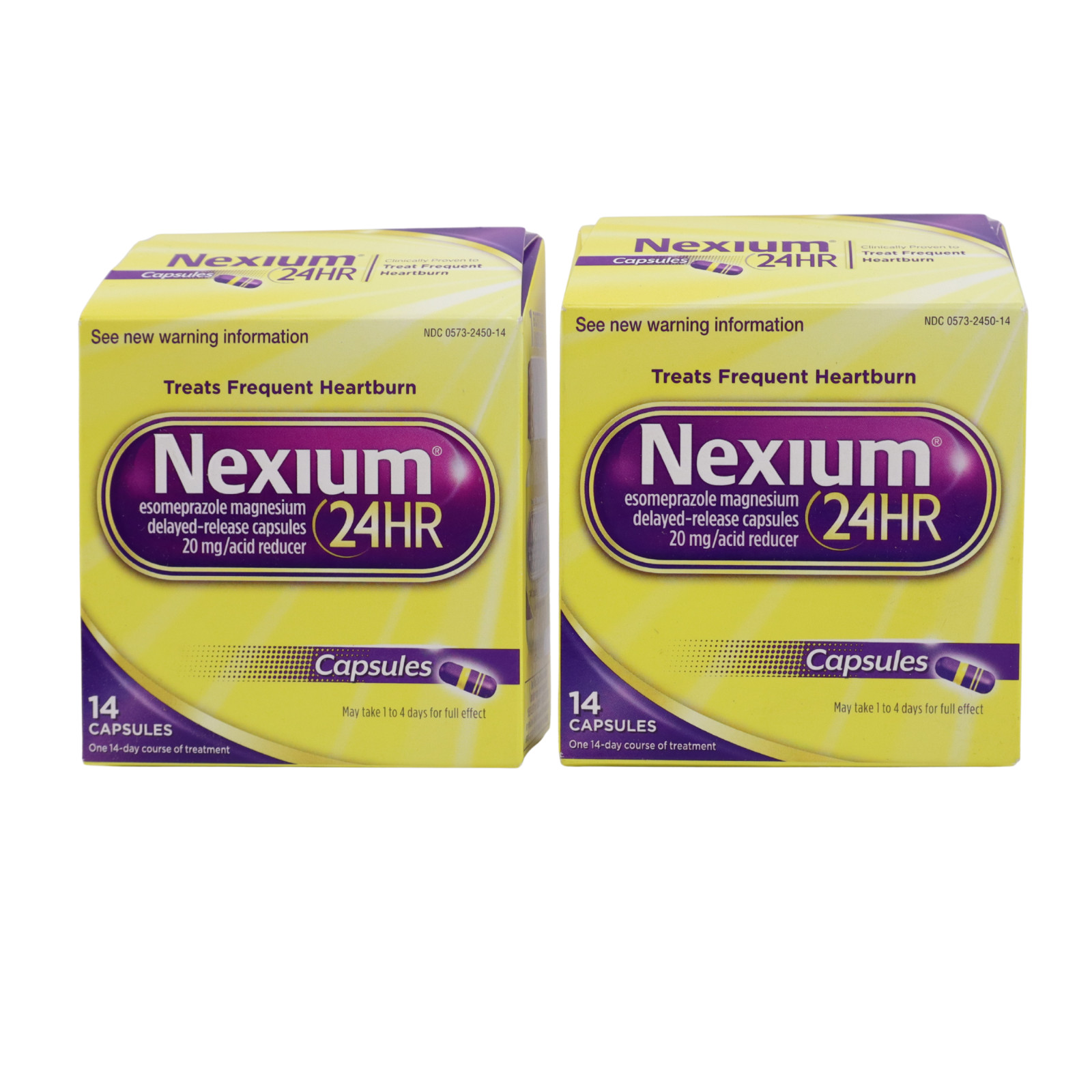 2 PACK Nexium 24HR Acid Reducer Heartburn Relief Capsules 14ct EXP 01/2026+