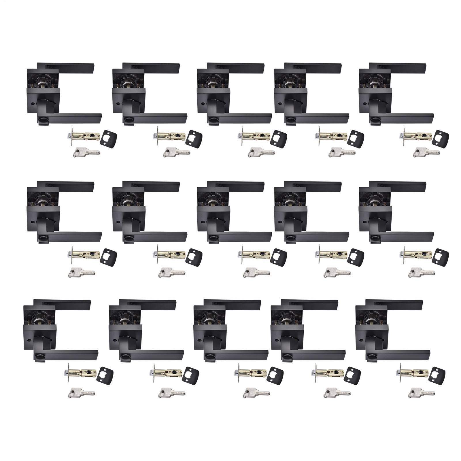 Black Door Lever Privacy Passage Dummy Handle Interior Square Knobs 15 pack