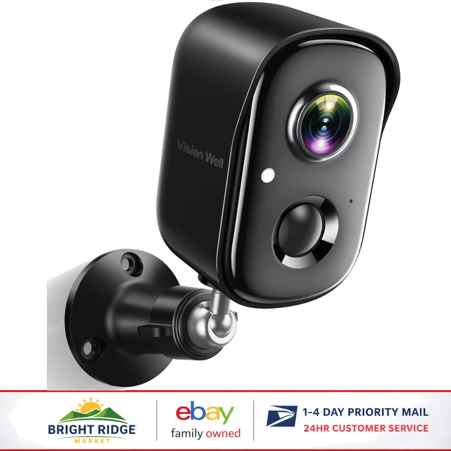 Wall Mountable Security Camera with Rechargeable Battery and Screw Installation