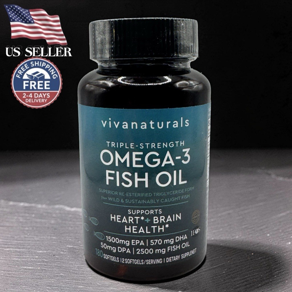 Vivanaturals Omega 3 Fish Oil Supplement 2500 mg Fish Oil 180 Softgels | Unisex
