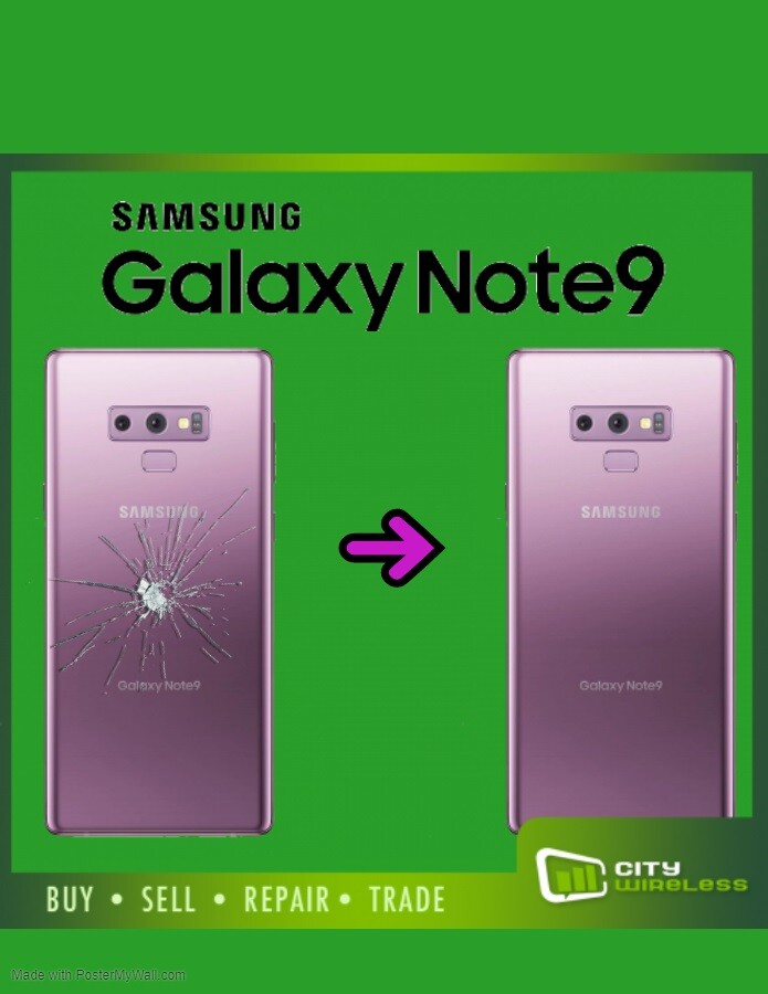 Samsung Galaxy Note 9 Cracked Back Cover Glass Repair Replacement Mail n Service