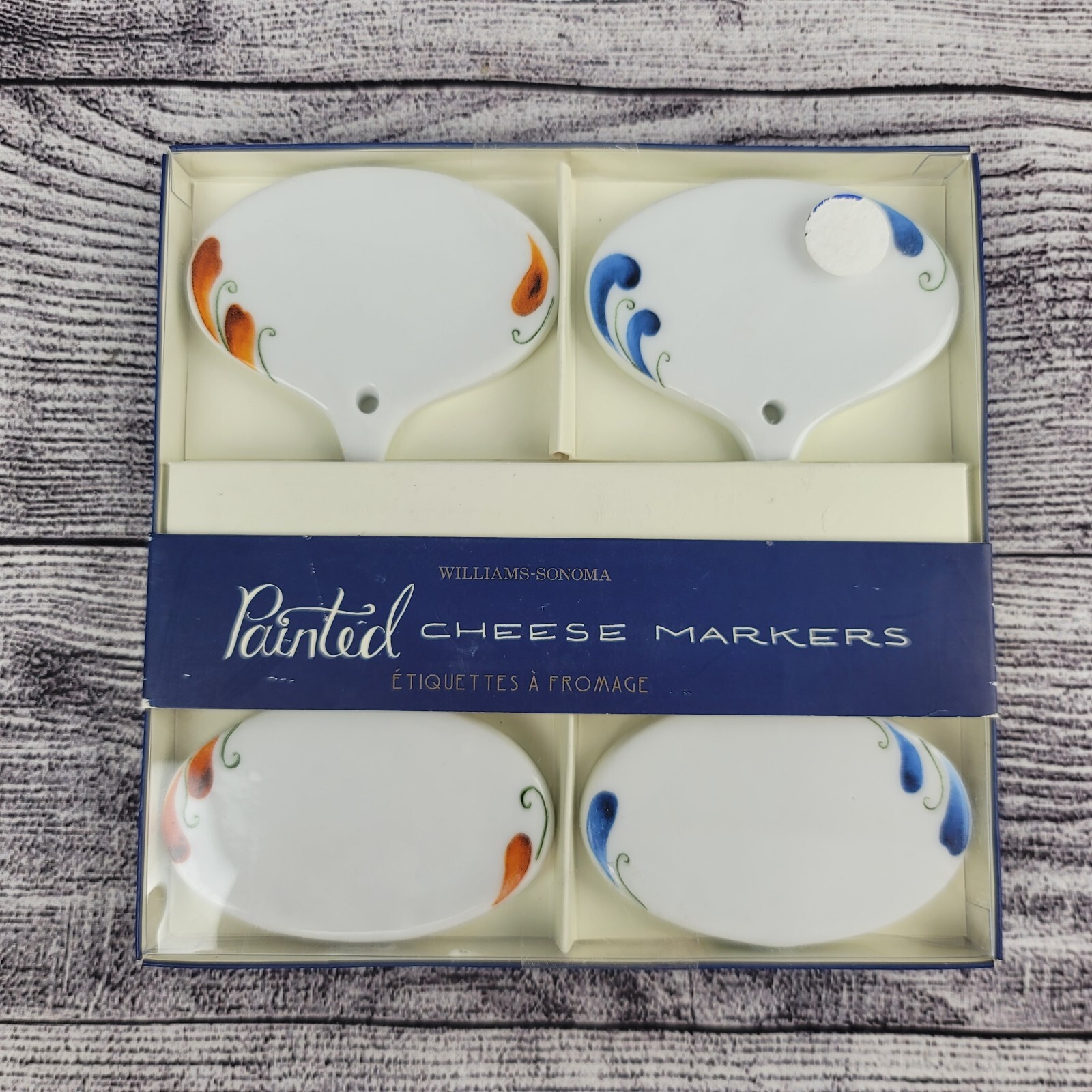 Williams Sonoma Cheese Markers Painted Tableware In Box Set of 4