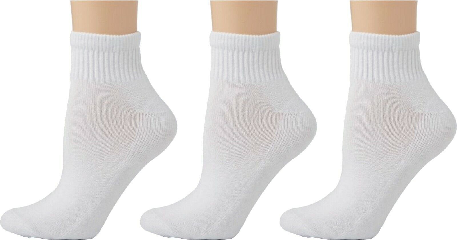 12 Pairs Pack Unisex/Athletic Ankle/Quarter Socks Half Cushion Soft Cotton 9-11