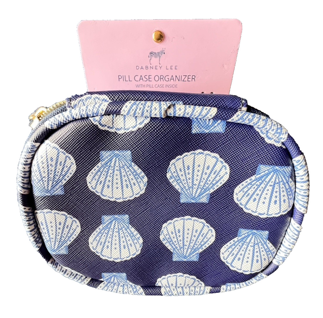 NWT Dabney Pill Case Organizer Blue Seashells Traveler Gift Zippered Travel