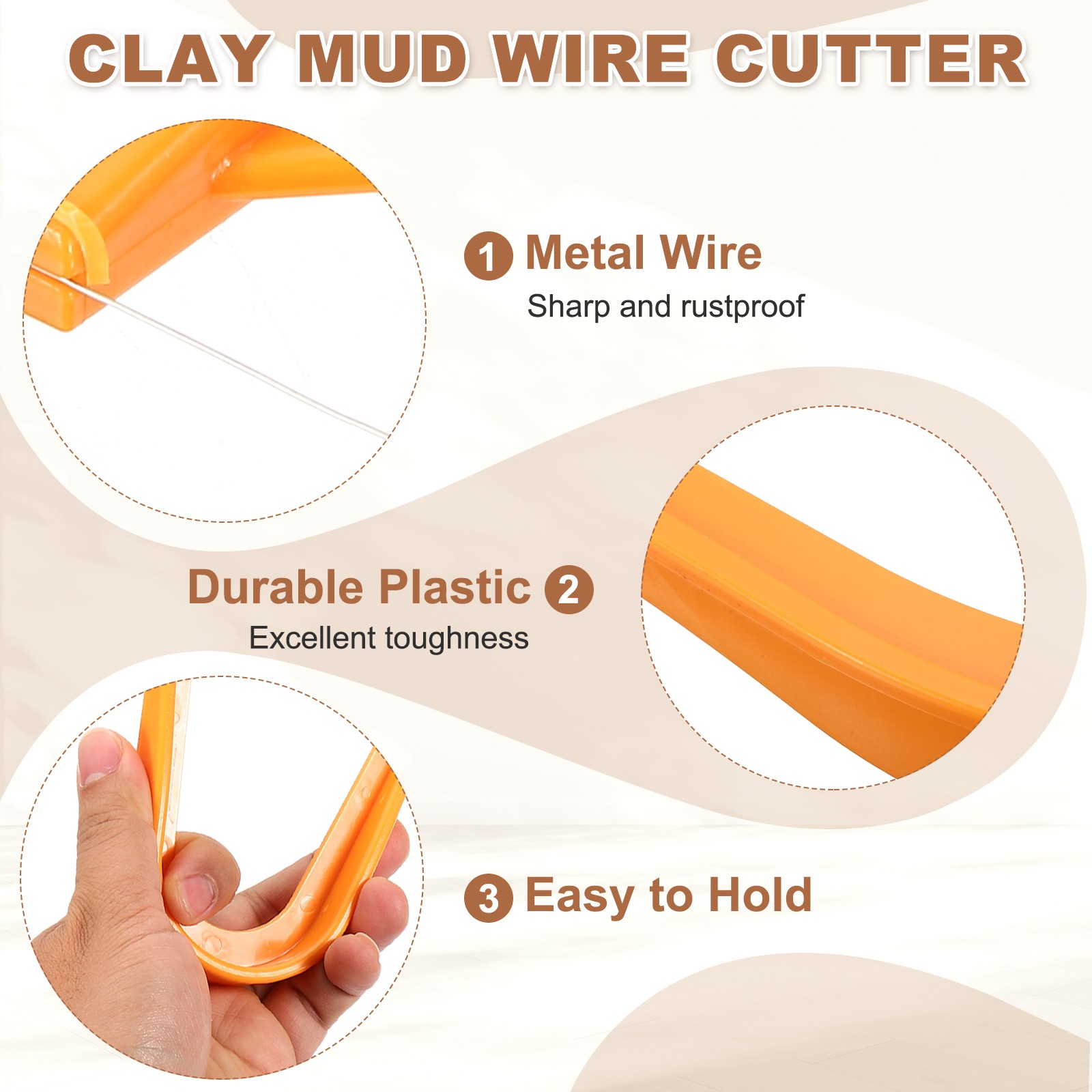2pcs Clay Mud Cutting Wire 3.35 inch Wire Clay Cutter Cutting Tools Plastic