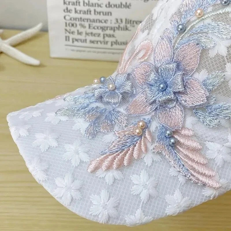 Embroidery Flowers Designer Baseball Cap Mesh Caps Women's Fashion Hat*