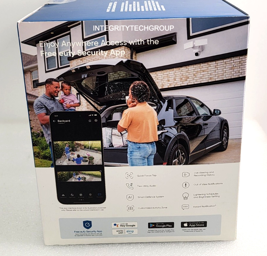 Eufy E30 2K Hardwired Floodlight Camera Pan Tilt Lens White, NEW/SEALED