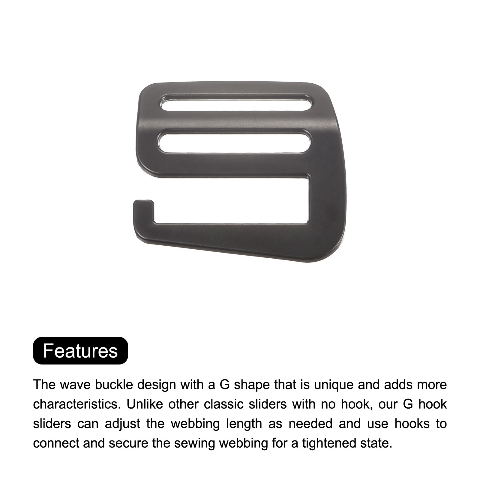 1.26" Webbing Release G Hook Buckle Adjuster for Backpack Strap 4Pcs Matte Black