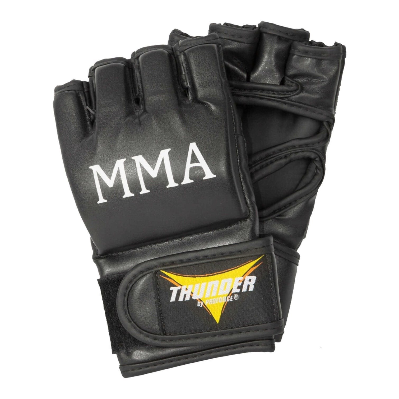 Black Leather MMA Gloves Open Palm Fighting Gloves Black MMA