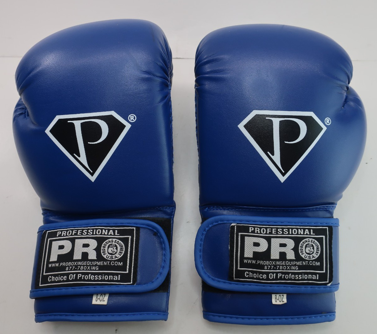 PRO Professional Deluxe Synthetic Leather Boxing Gloves - Blue 8 oz