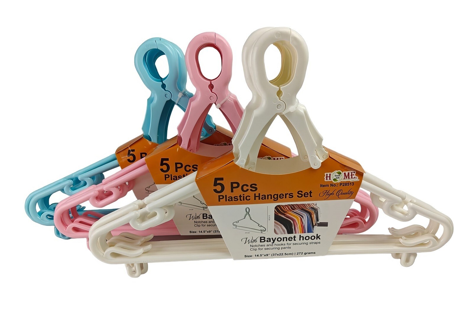 Uniware Plastic Anti Slip Hangers, 15 pcs ( 3 Set )  , Mix Colors