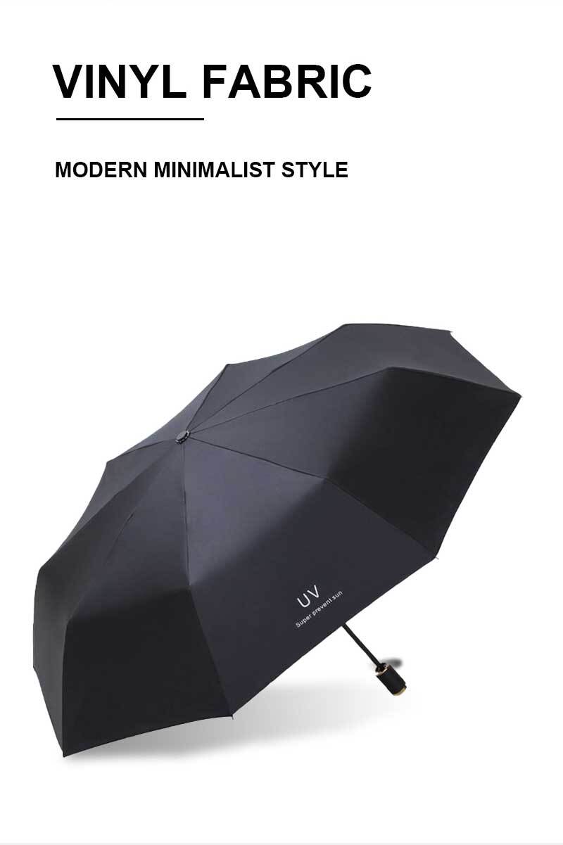 Automatic Black Umbrella Anti-UV Sun/Rain Windproof 3 Folding Compact Umbrella
