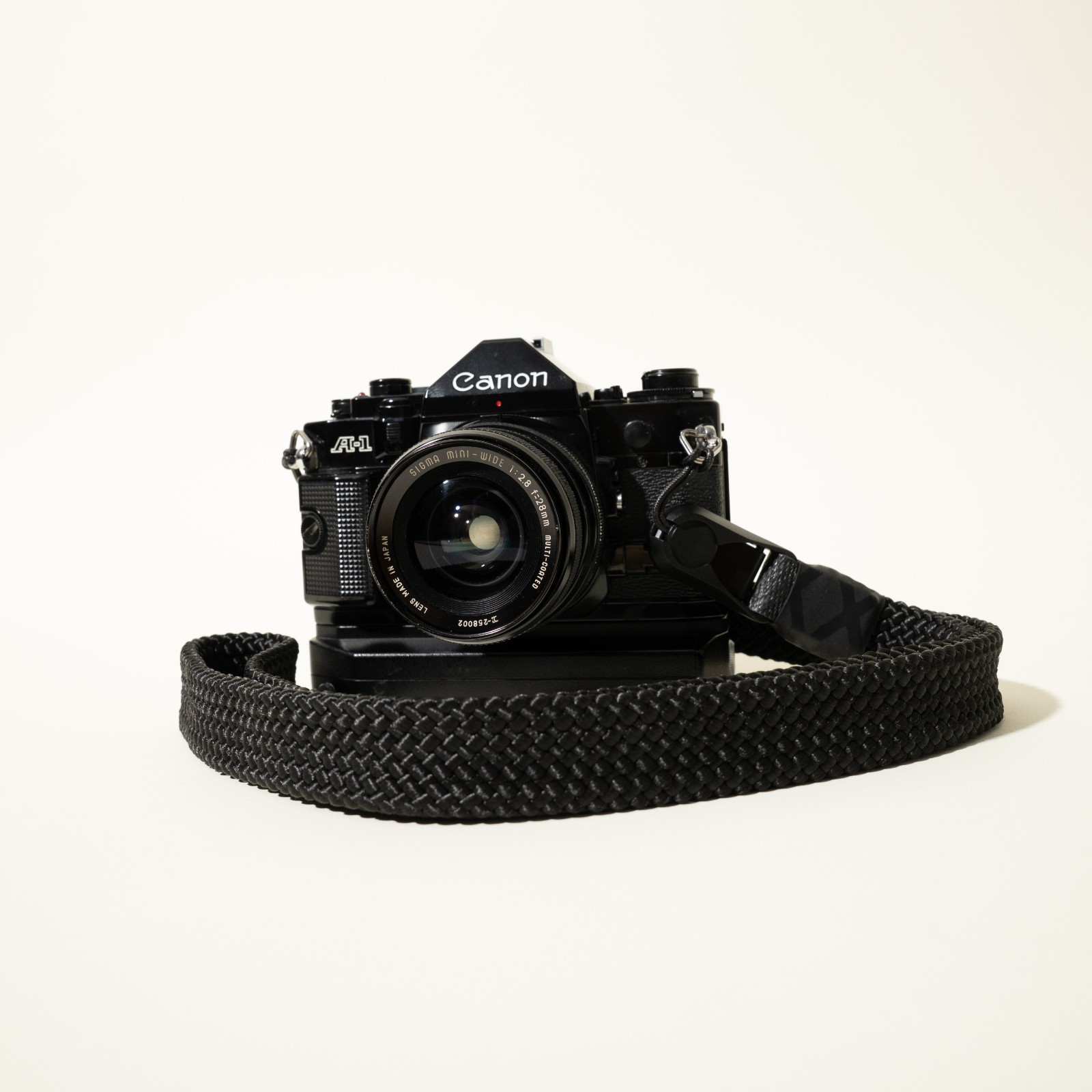 Black Flat Braid Paracord Camera Neck Strap Handmade 44" + Peak Design Anchors