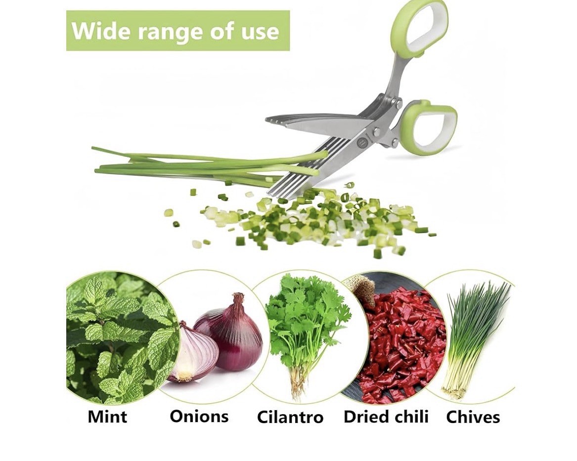 Five-blade stainless steel kitchen scissors, suitable for cilantro scallio 2pcs