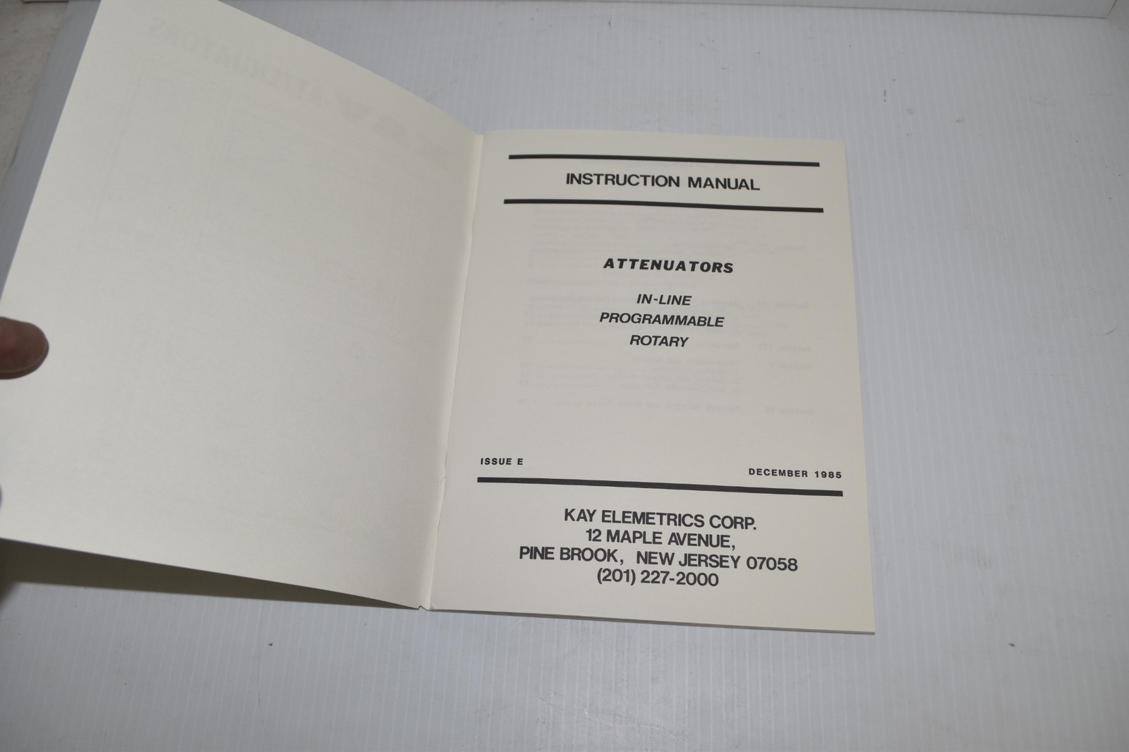 *LL* KAY ELEMETRICS CORP KAY ATTENUATORS MANUAL (MPR36)