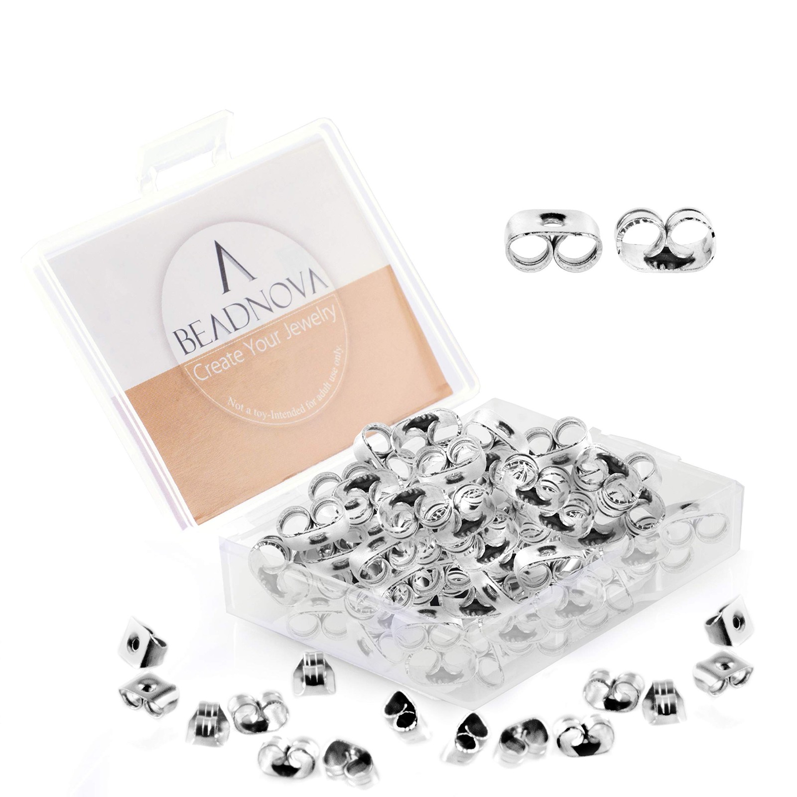 BEADNOVA Earring Backs Stainless Steel Backings for 5mm - 120pcs