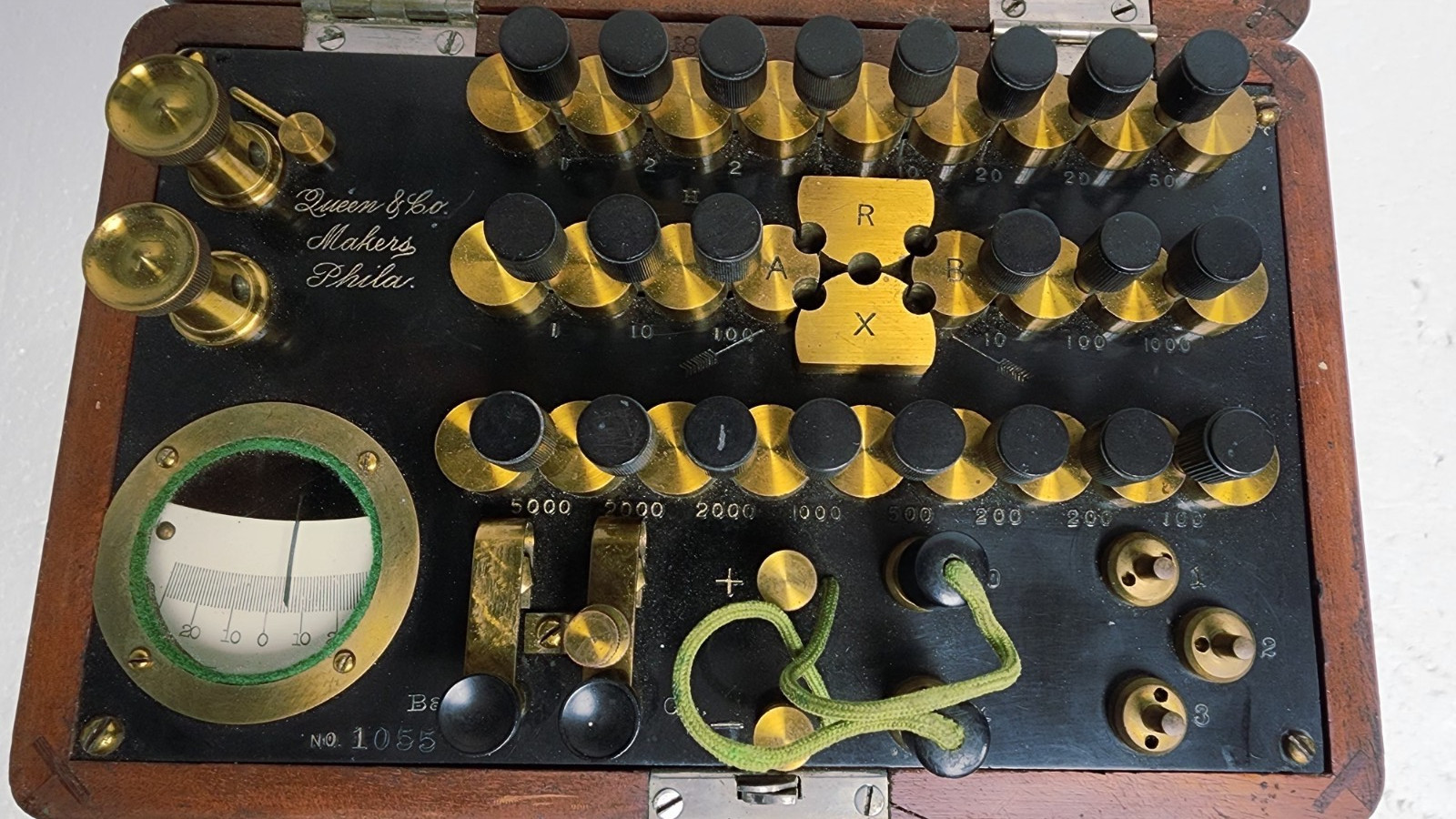 Antique Resistance Bridge 1901 Queen & Co. Acme Portable Brass Test Set