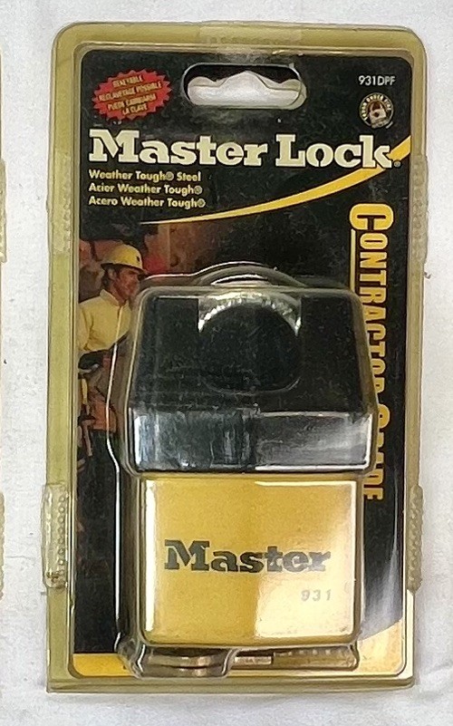 MASTER LOCK Shrouded Padlock 931DPF Contractor Grade 5/16" Shackle 2 keys/lock
