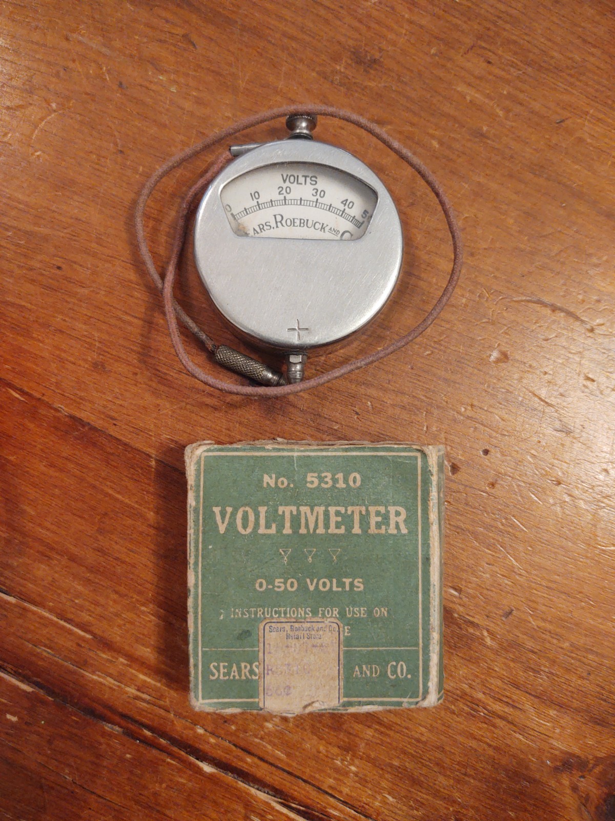 Sears & Roebuck Voltmeter No. 5310 0-50 V W/ Original Box Vintage Antique CLEAN