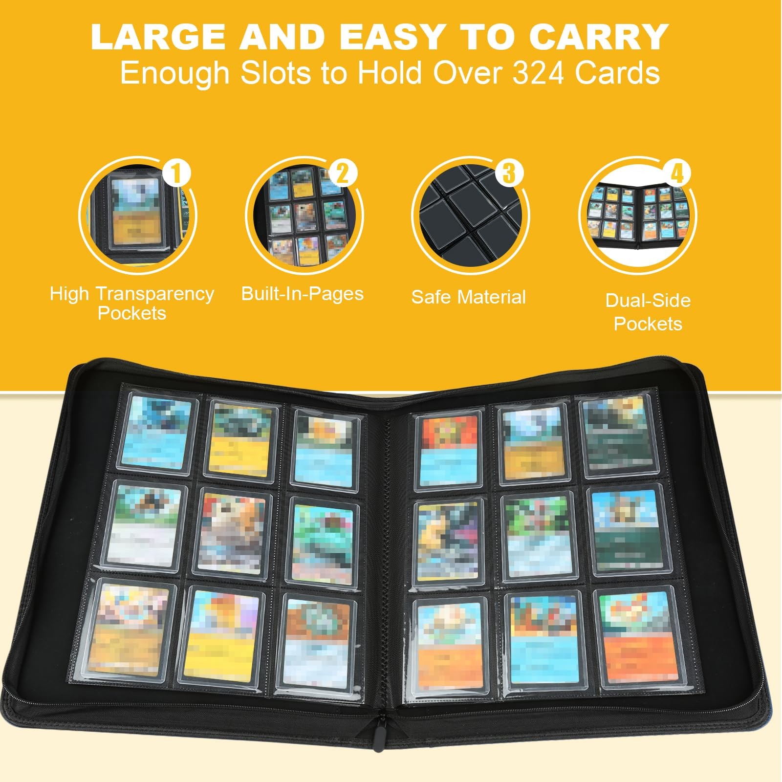Toploader Binder, Holds 324 Toploaders, 9 Pocket Top Loader Binders with Slee...