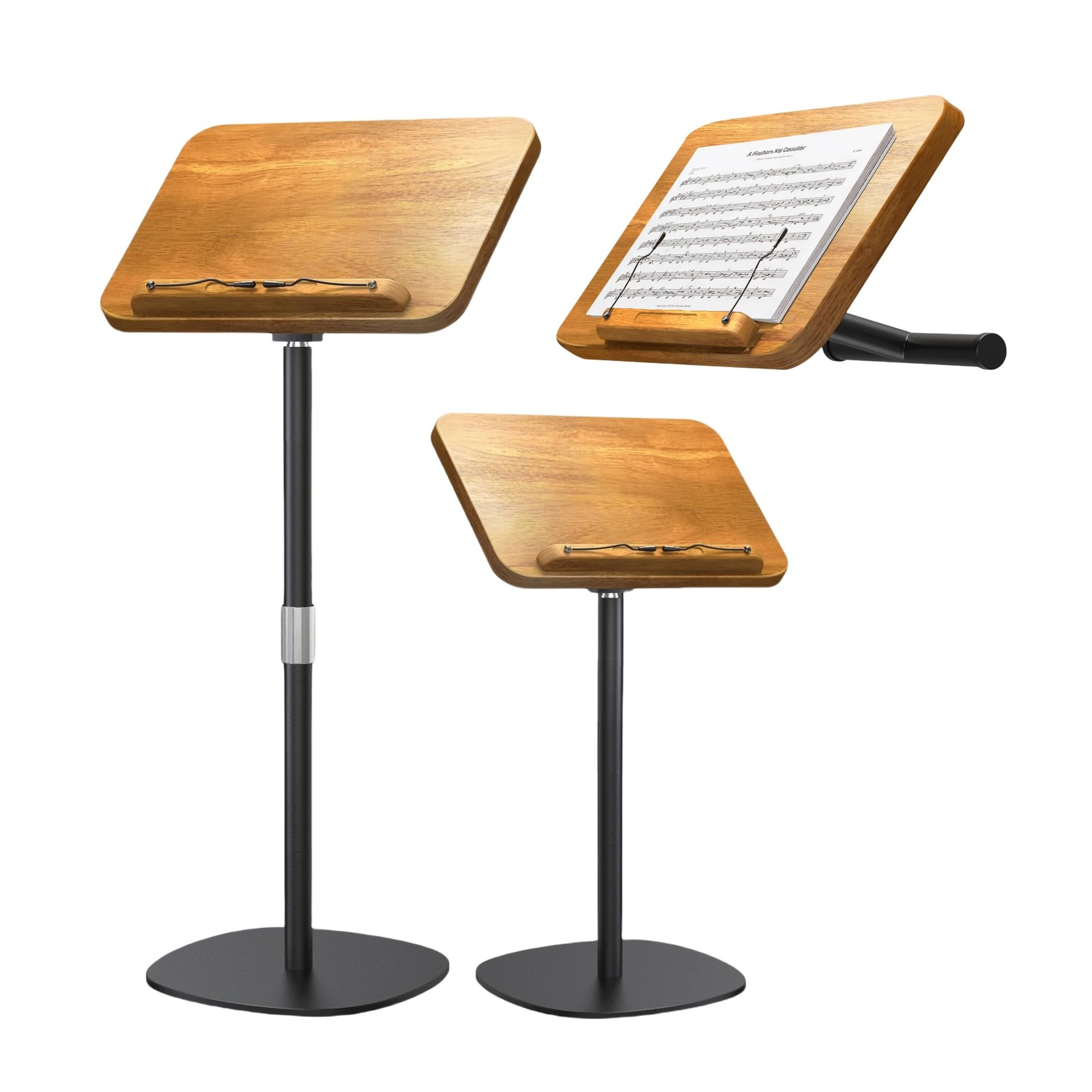 NAMON 2-in-1 Dual-Use Music Stand  Tabletop Stand, Heavy Duty Solid Wooden Mu...