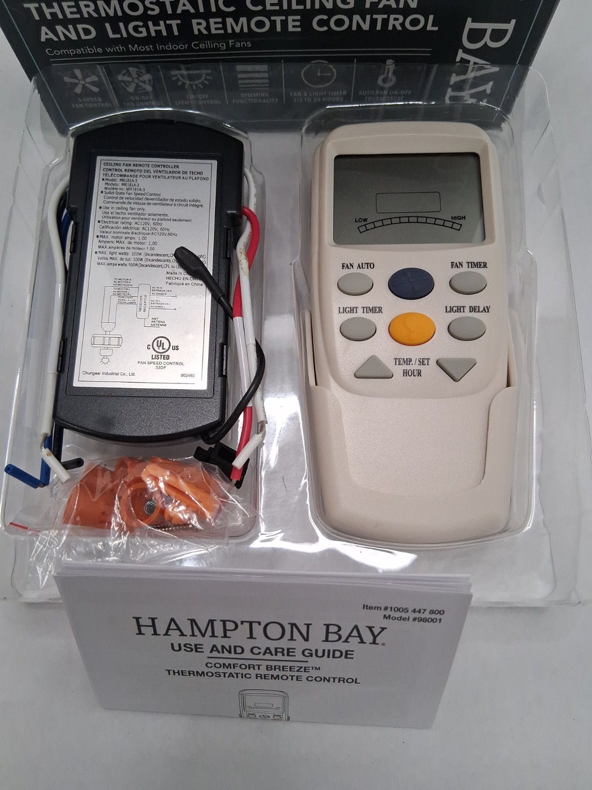 Hampton Bay Thermostatic Ceiling Fan Light Remote Control with LCD 1005 447 800