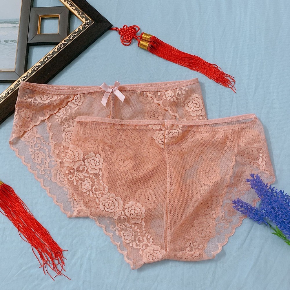Alluring Lace Men's Underwear Low Waist U Convex Panties Lingerie Briefs