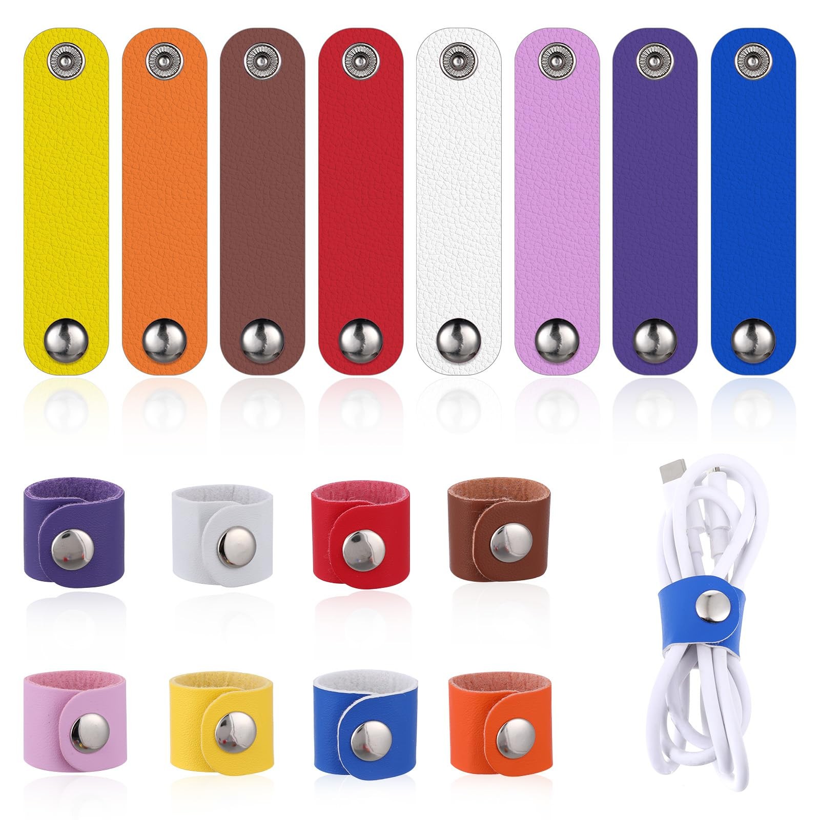 Vin Beauty 16 Pcs Multicolor Leather Cable Ties 8.3*2cm/3.3*0.8in,