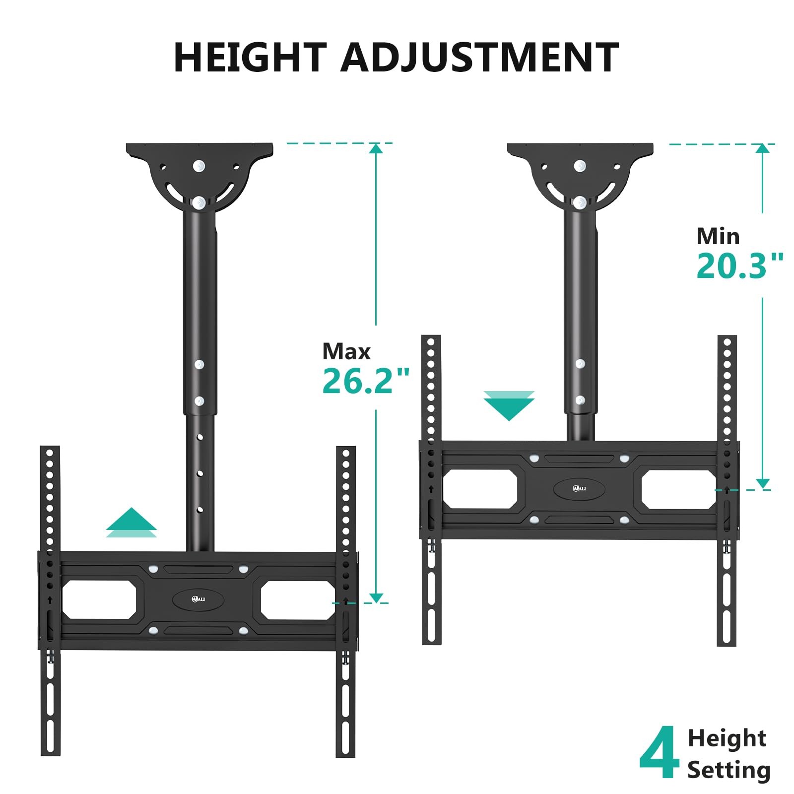 Ceiling TV Mount 26-65 Inch Screens Full Motion Bracket VESA 400x400 Adjustable