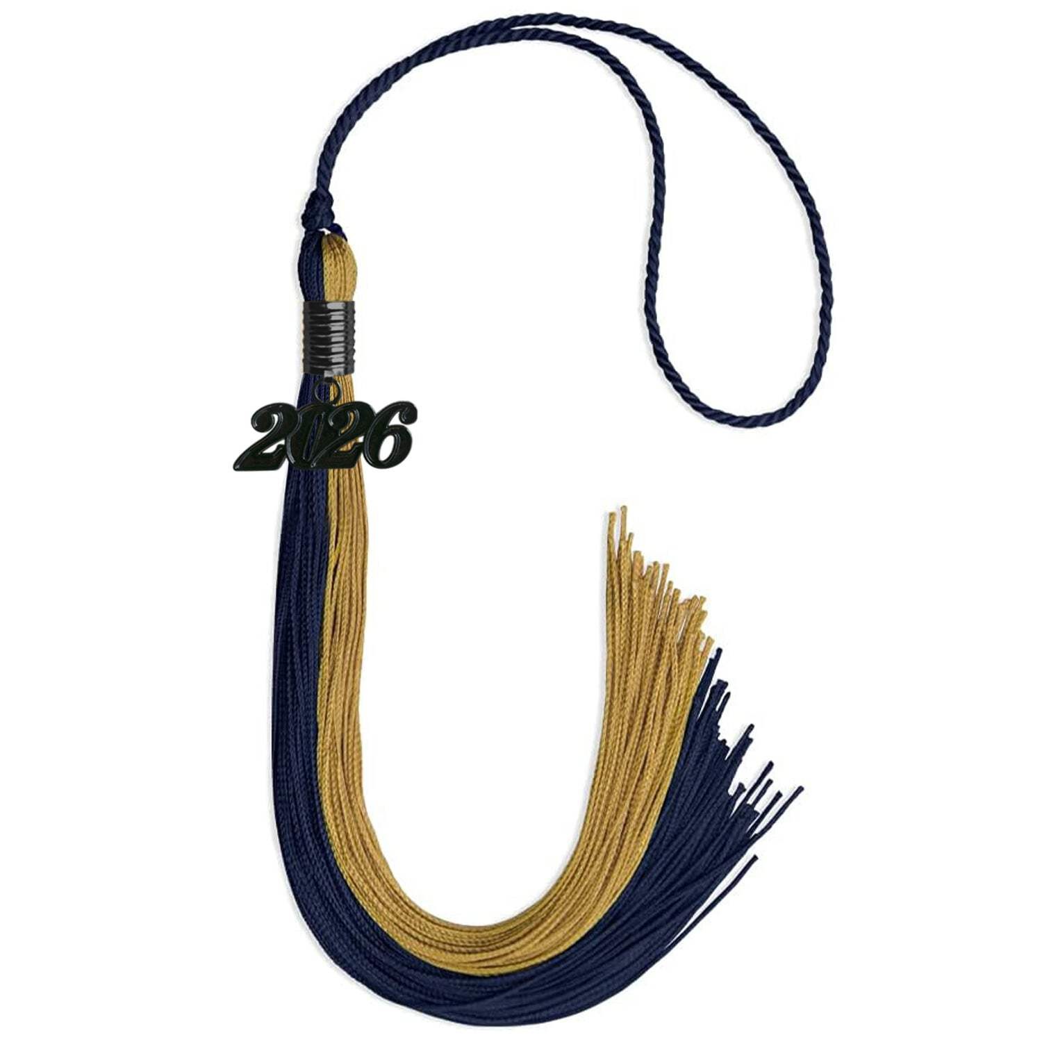 Endea Graduation Dark Navy Blue/Antique Gold Graduation Tassel With Black Date