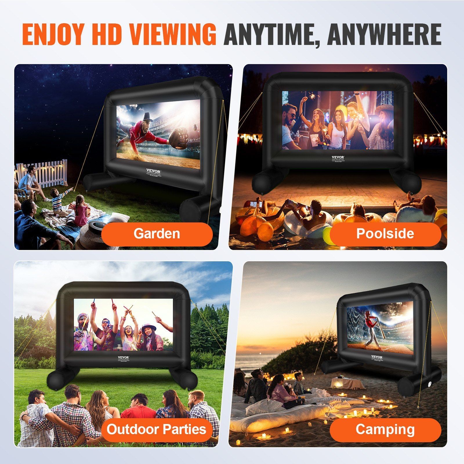 14FT All-Terrain Inflatable Screen 160° Viewing Range Portable Construction