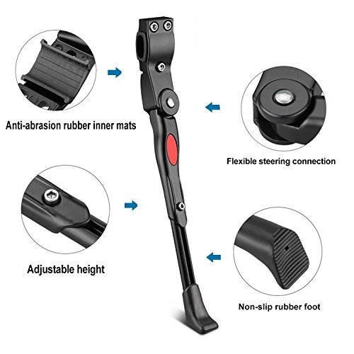 Adjustable Bicycle Kickstand, Bike Side Support Kick Stand for 22 Black-2 pack