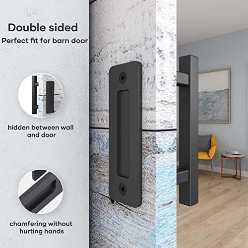 Pack 10" Sliding Barn Door Pull Handle with Flush Hardware, Double Sided, 2