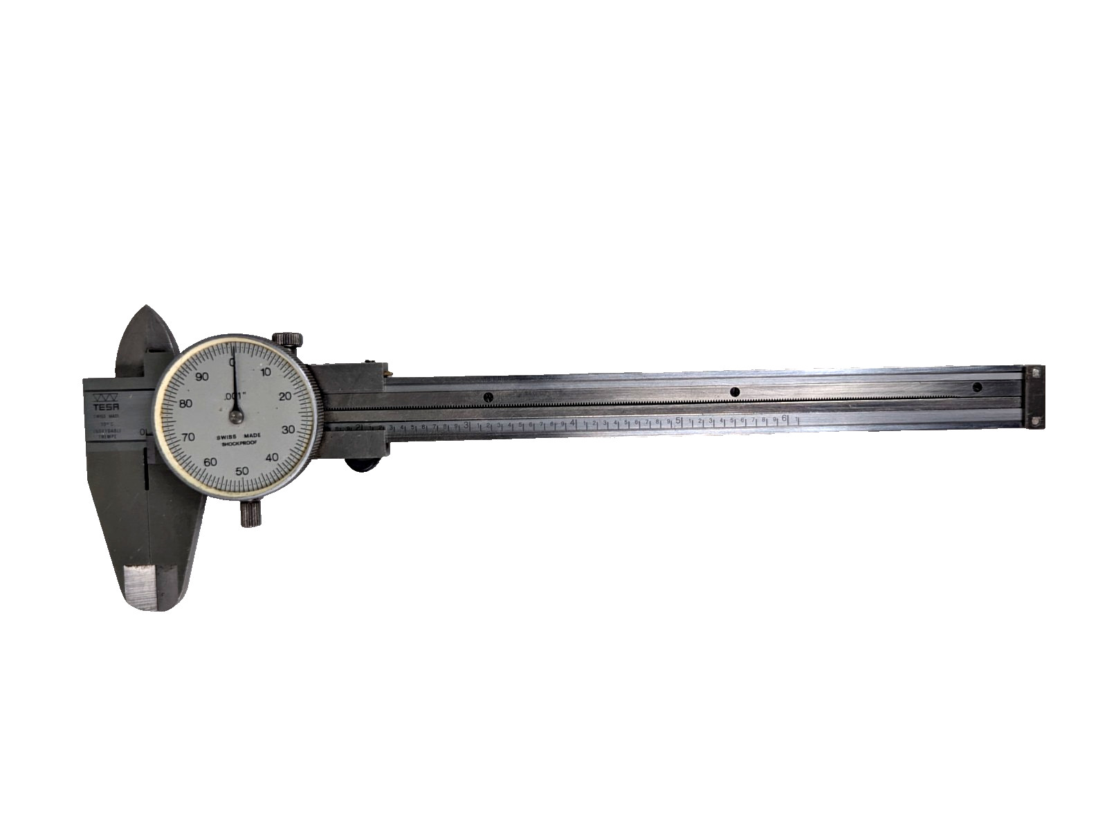 TESA 0-6" Inside/Outside Dial Caliper Swiss Made .001" Grad  (Broken glass)
