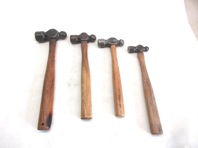 4 Vintage Ball Peen Hammers, Cheney Railroad Finish, Champion Dearment, Taiwan