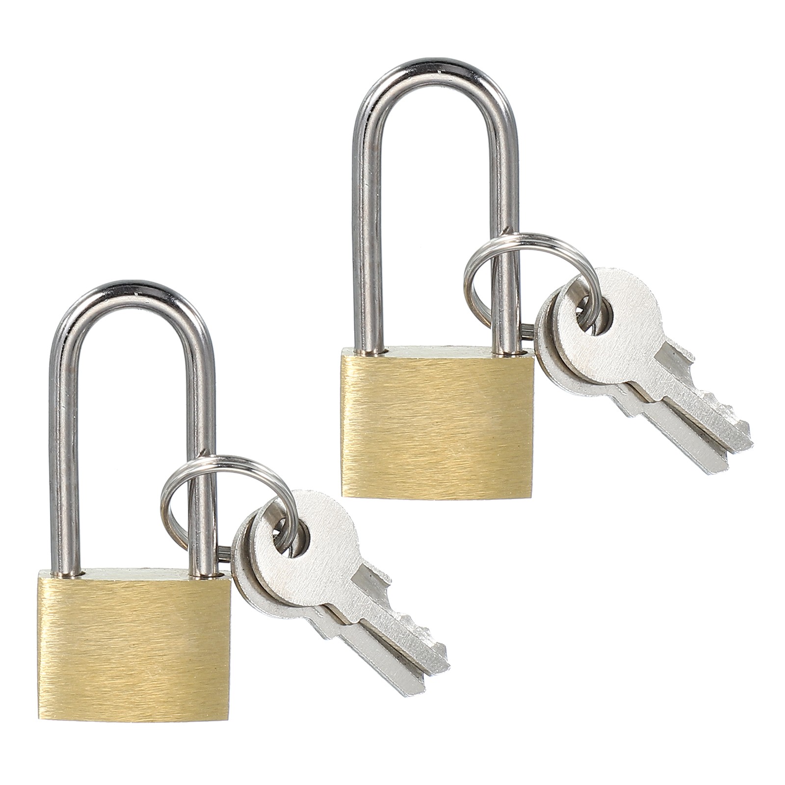 2 Pcs Solid Brass Padlocks 2.05" Long Shackle Lock with 2 Keys