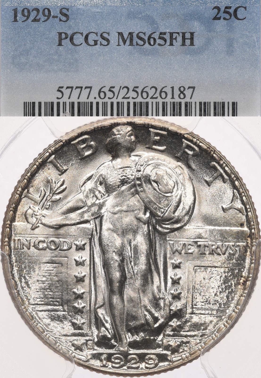 1929-S 25C PCGS MS65 FH Standing Liberty Silver Quarter Full Head
