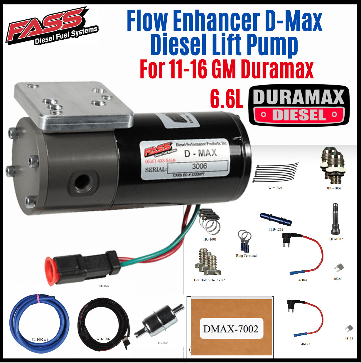 FASS Flow Enhancer D-Max Diesel Lift Pump for 11-16 GM Duramax 6.6L DMAX-7002
