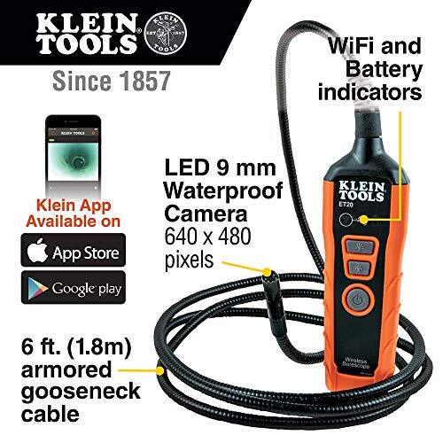 Klein Tools ET20 WIfi Borescope Inspection Camera with Rechargeable Battery