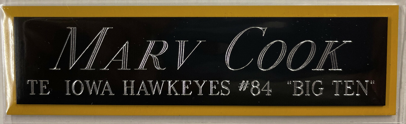MARV COOK IOWA NAMEPLATE FOR AUTOGRAPHED Signed HELMET-FOOTBALL-JERSEY-PHOTO