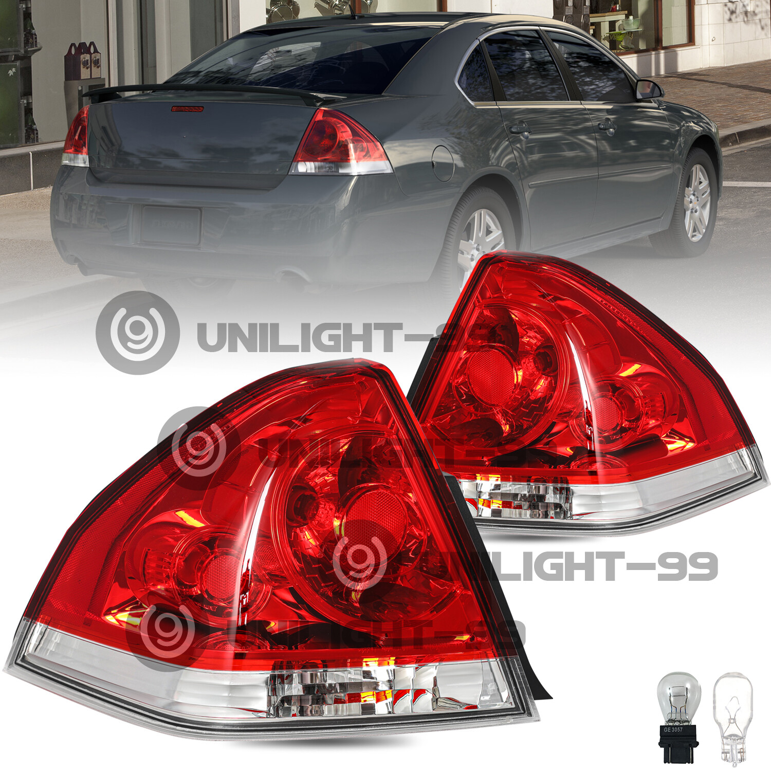 For 2006-2013 Chevy Impala Red Tail Lights Stop Brake Lamps Replacement 06-13