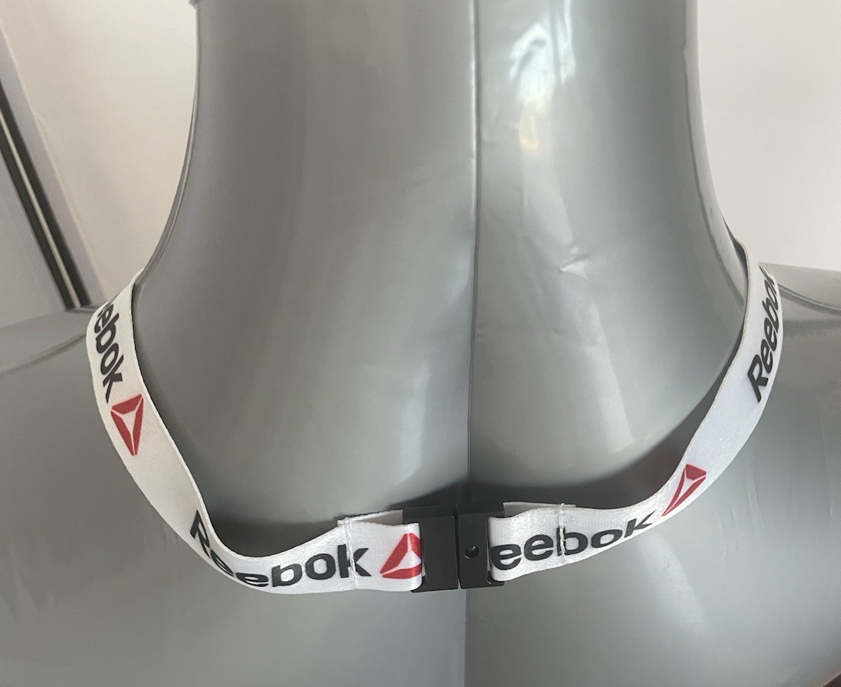 *REEBOK WHITE LANYARD KEYCHAIN WITH PLASTIC HOOK
