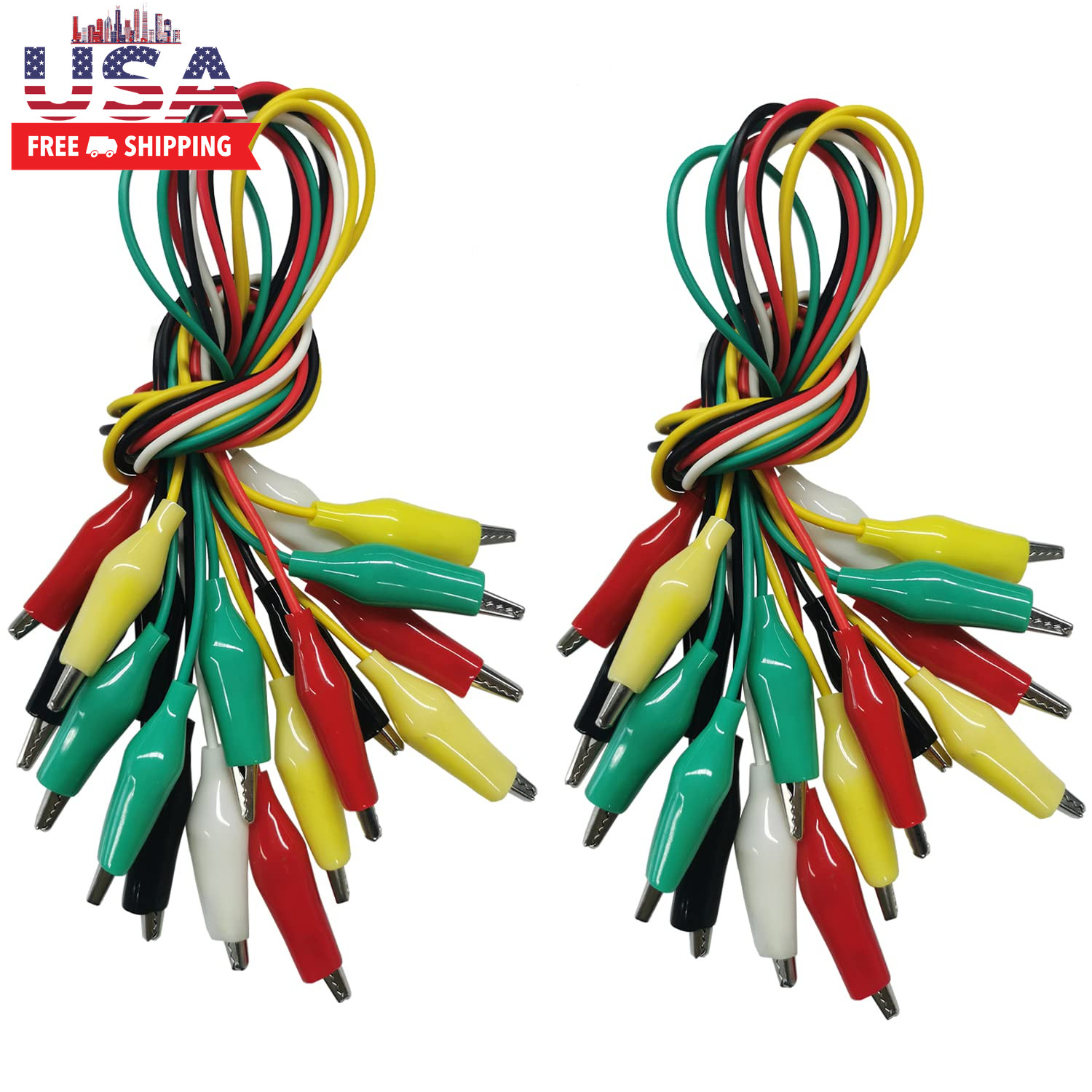 Alligator Clips Electrical, 20PCS Preminum Test Leads with Crocodile Clips, 5 Co