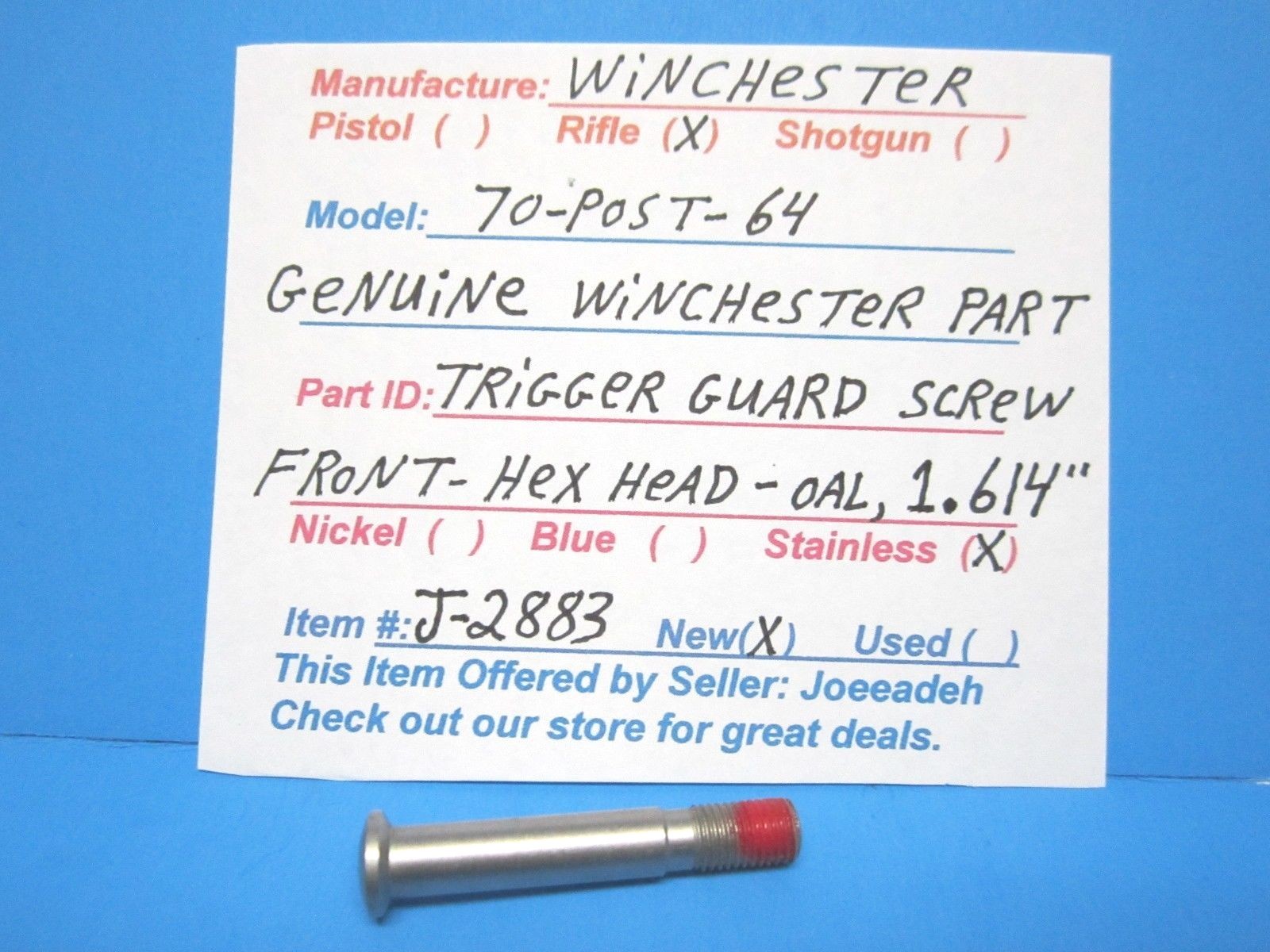 WINCHESTER MOD. 70  (TRIGGER GUARD SCREW-FRONT-O.A.L- 1.614" ) (J-2883)
