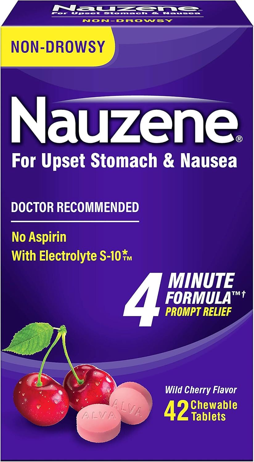 Nauzene Nausea Relief Chewable Tablets Wild Cherry Flavor, 42 Ct