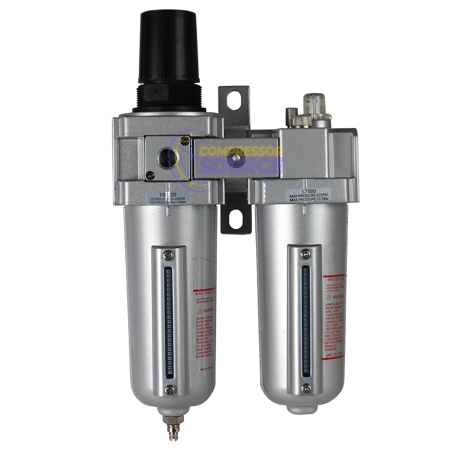 3/4" Compressed Air Moisture Filter Regulator Oiler Separator Lubricator Combo
