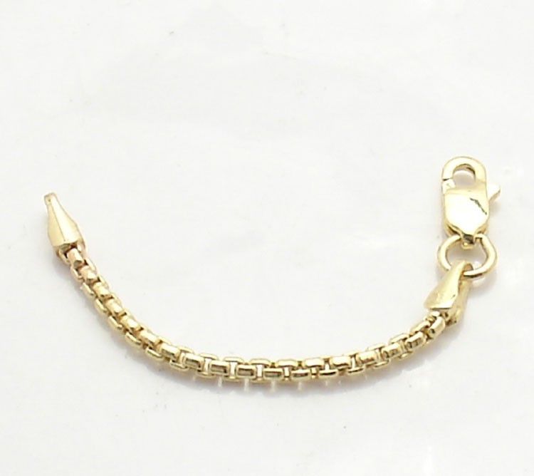 2" 1.7mm Round Box Extender for Bracelet Necklace Chain 14K Yellow Gold