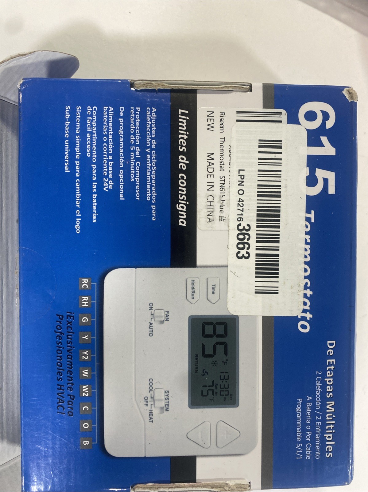 Thermostat for Heat Pump,Programmable Home,Single-Stage Blue